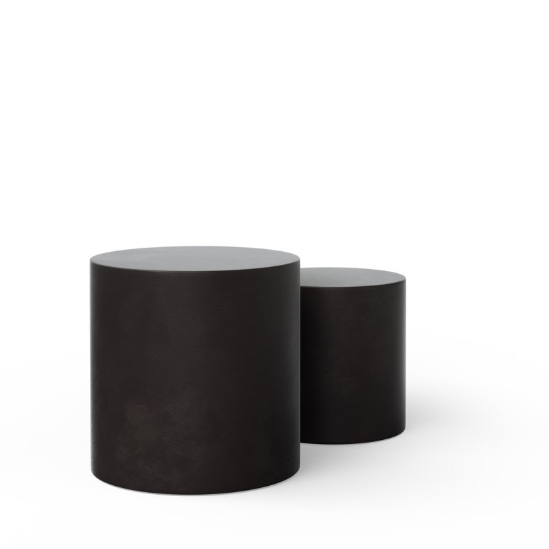 Concrete Drum Nesting Tables, Lava Brown