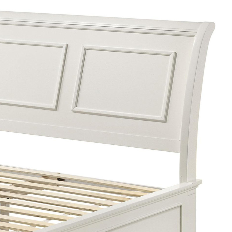 Lit à panneau en bois avec rangement, Double, Blanc