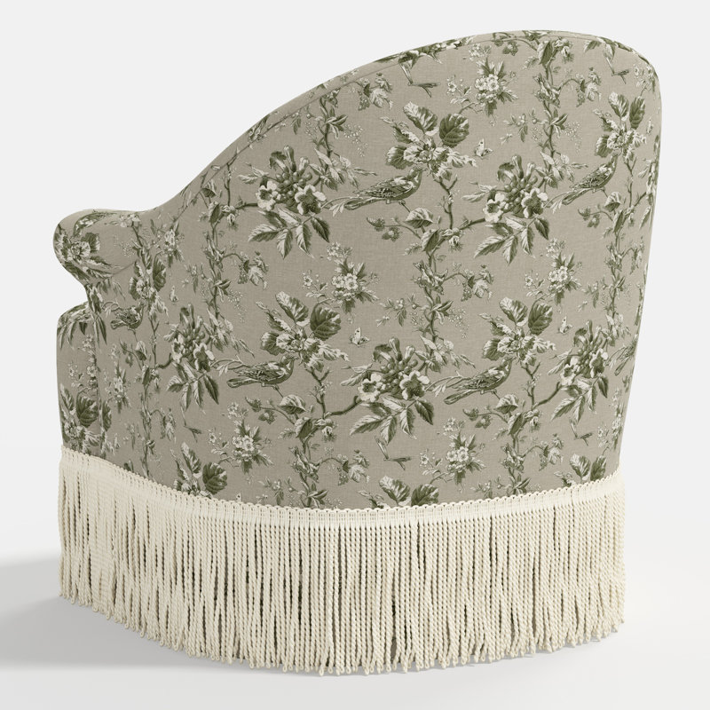 Marie Swivel Chair, Michigan Bird Toile Olive