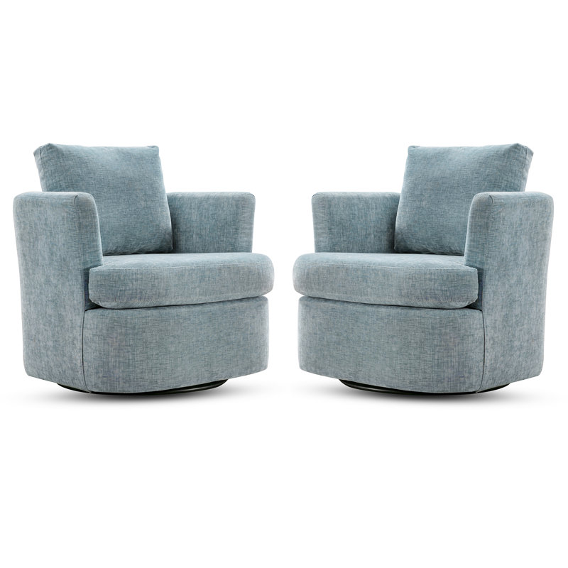 Fauteuil demi-tonneau pivotant rembourré Blendia (ensemble de 2), Bleu