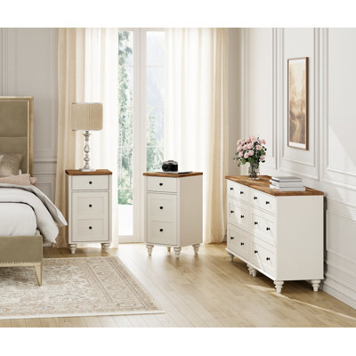 2 Piece Bedroom Set, Two-In-One 6 Drawer Dresser & Set Of 2 Nightstands With Charging Station by Charlton Home