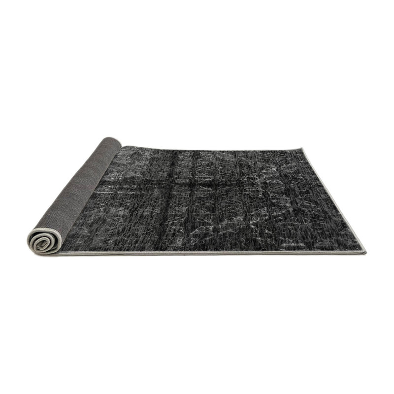 Tapis gris en laine / polyester tissé à la machine Binz, Carré 5 pi