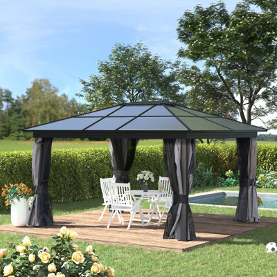 Pavillon de jardin 12 'x 15' avec toit en polycarbonate, cadre en aluminium