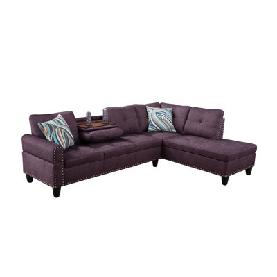 Titan Amaranth Linen Right  Hand  2-Piece  Living Room Sofa