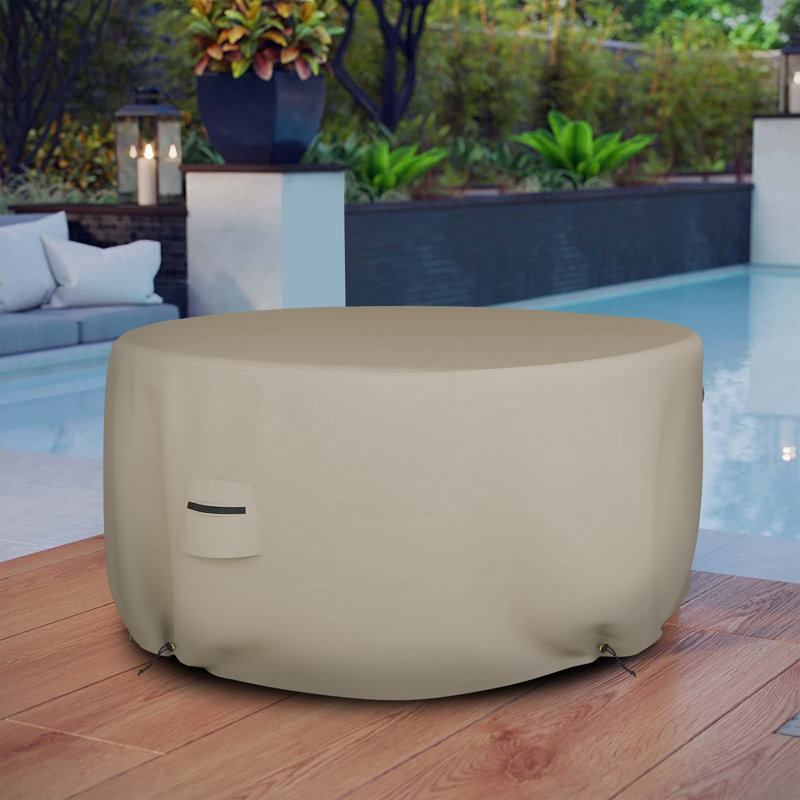 HeavyDuty Outdoor Waterproof Round Table Cover,Patio UV Resistant all weather Protection Table Cover, Beige