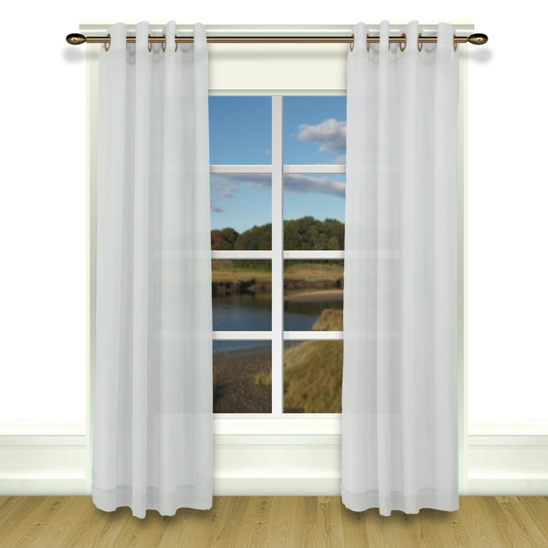 Stepanie Semi Sheer Curtain Single Panel, White, 52" W x 72" L