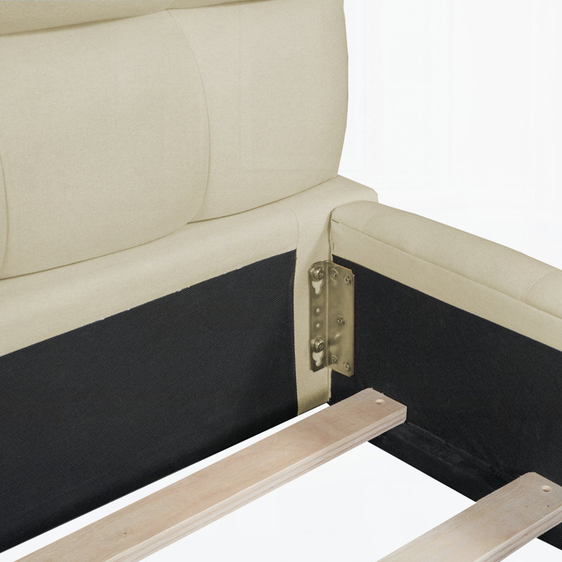 Lit plateforme tapissier avec tissu épais, Beige