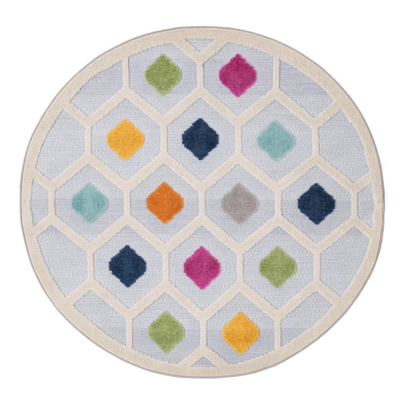 Geometric Indoor / Outdoor Rug, Round 5'3"