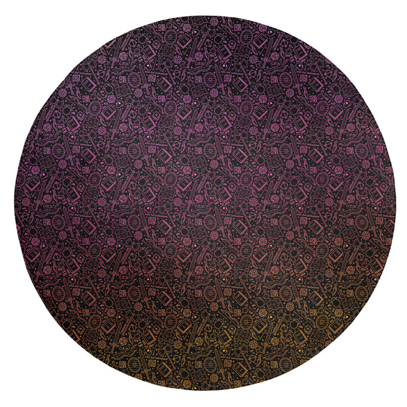 Tapis noir/zone rose lines, Rond 5 pi