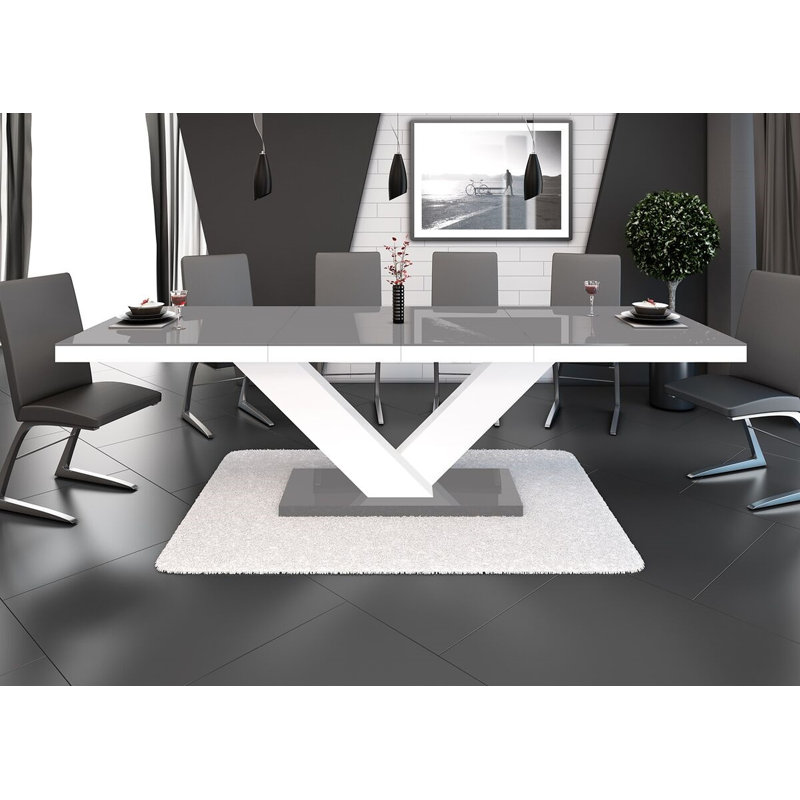 Extendable Dining Table, Grey/White, Grey