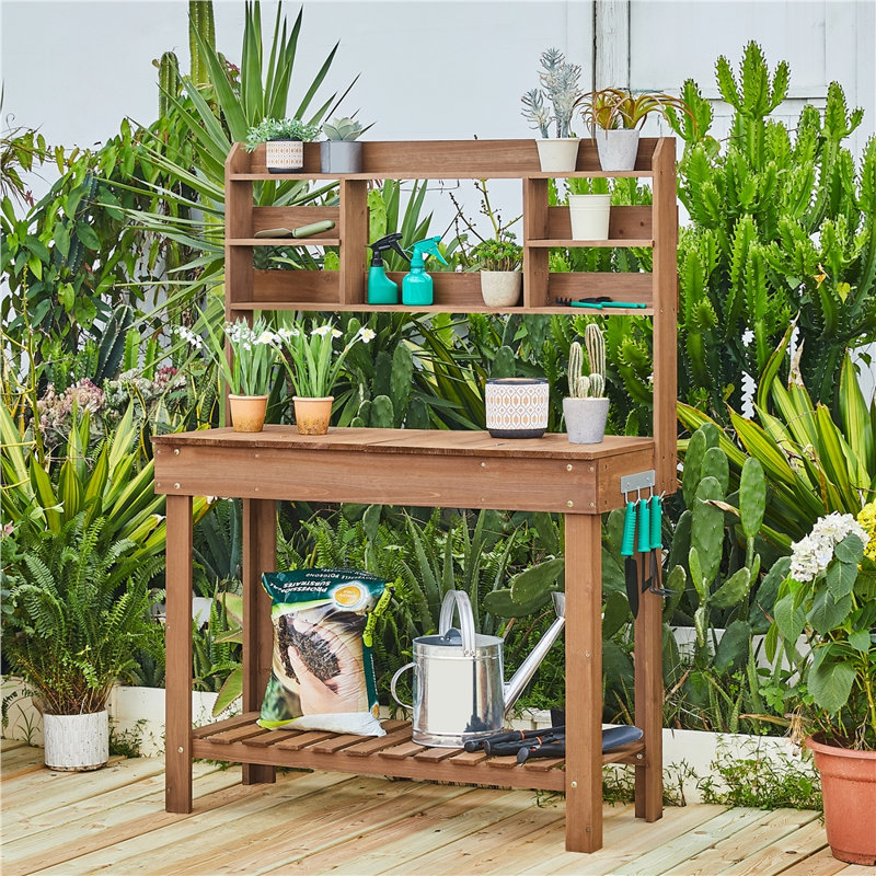 Kubilay Fir Potting Bench with Display Rack