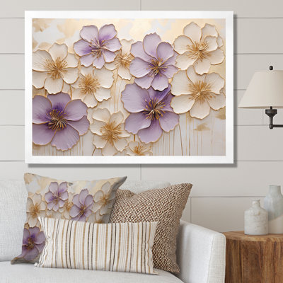 Purple And Gold Adorned Violets Meadow II - Violets Canvas Wall Art