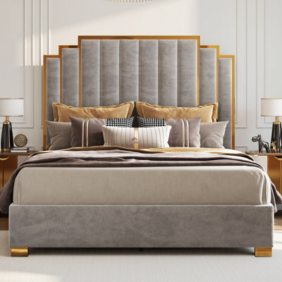Duncanville Upholstered King Platform Bed, Grey
