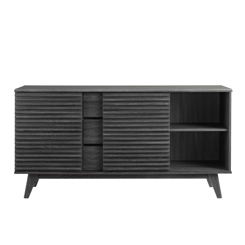 Charcoal 63" Mid-Century Modern Sideboard Buffet Table with Cabinet