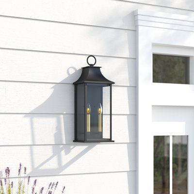 Alletta Dimmable Metal Cage Glass Wall Light with Dusk to Dawn