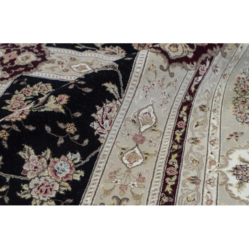 Hand-Knotted High-Quality Black and Taupe Area Rug