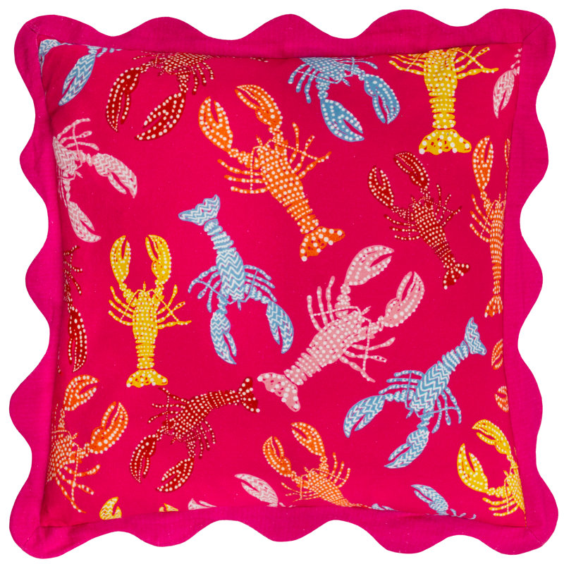 Crustaceans Abstract Square Cushion, Pink