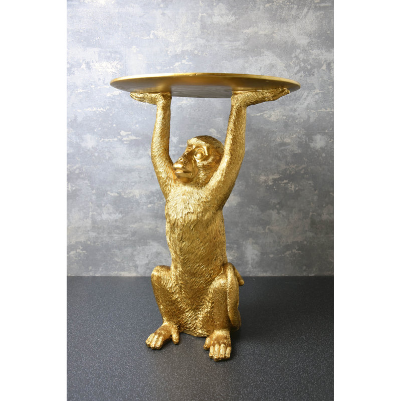 Noriega Figurine End Table, Gold