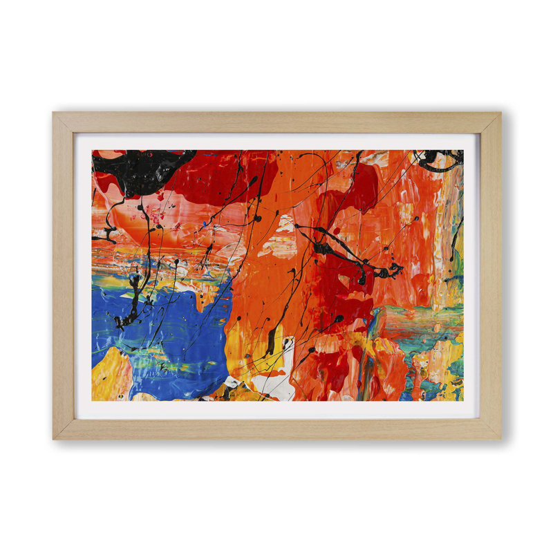 Abstract Art Painting - Single Picture Frame Painting, 62cm H x 87cm W x 2cm D, Oak