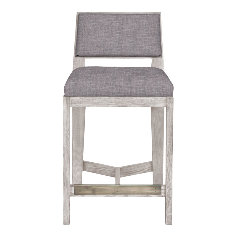 Thom Filicia Solid Wood 32.5" Bar Stool, Dove Gray, Nomad Slate Crypton® Chenille