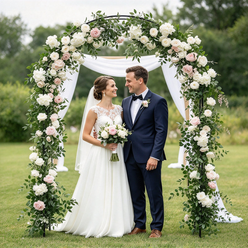 Heavy Duty Rust-Proof Metal Garden Arch, Sturdy Plant Arbor Trellis for Climbing Vines Roses, Outdoor Wedding & Holiday Decor