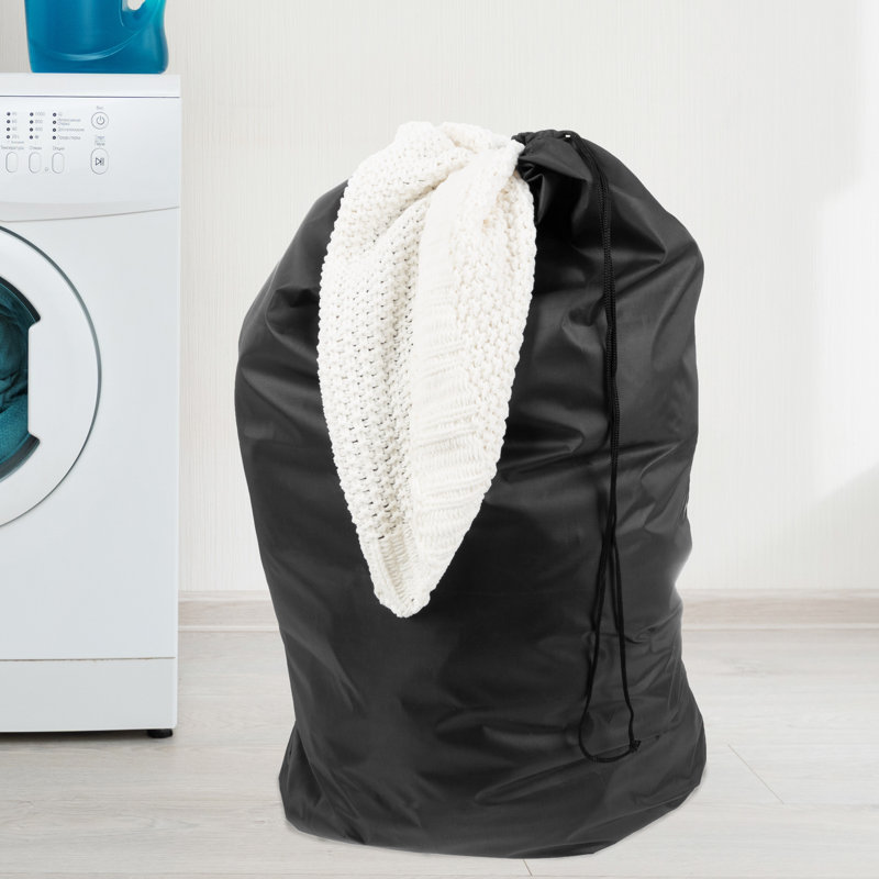 Fabric Laundry Bag with Handles, Black