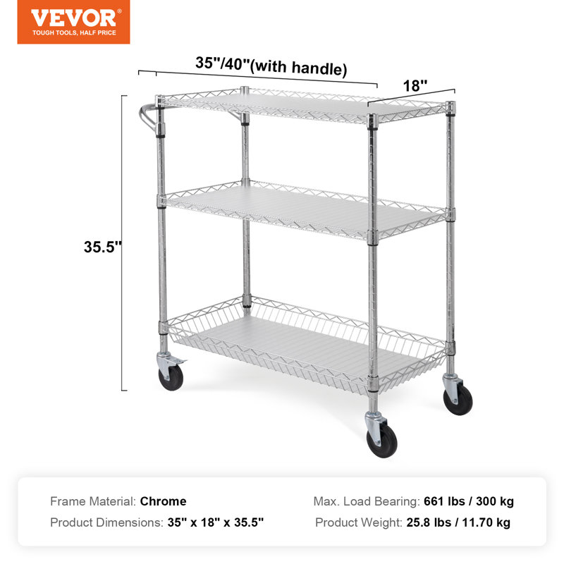 90.2cm H x 88.9cm W Utility Cart