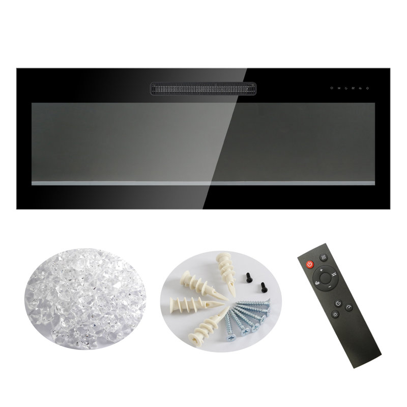Ultra Thin Electric Fireplace 50 Inch, Remote Controlled, Abundant Flame & Selections, 5000 /H Heat, 11 Temp Ranges, Finish Recessed Multi Color Show, 1400W Temperature Settings, Infrared Remote,