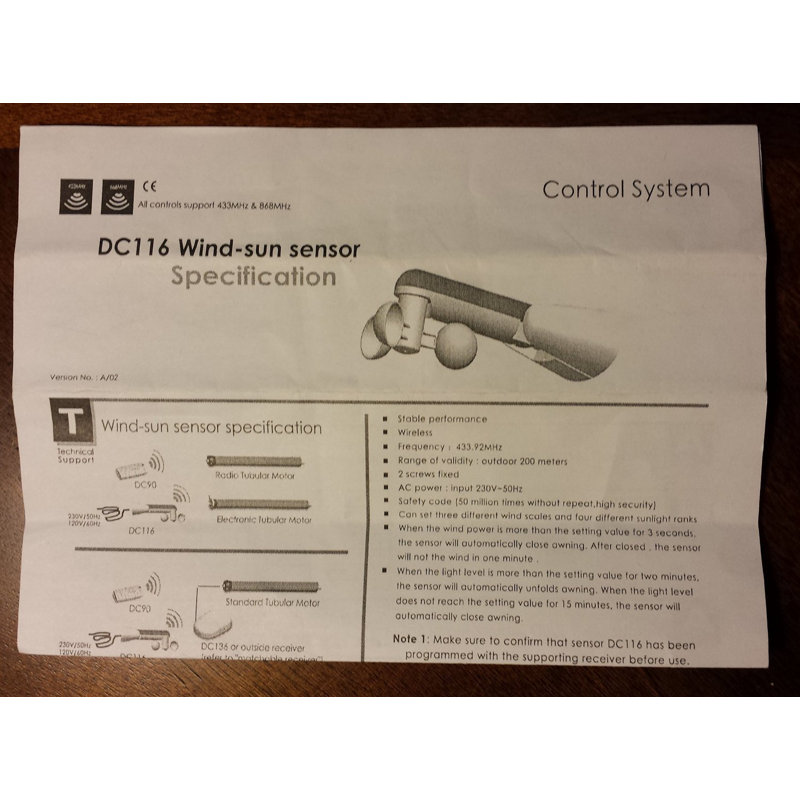 ALEKO White Wind and Sun Sensor for Motorized Awnings