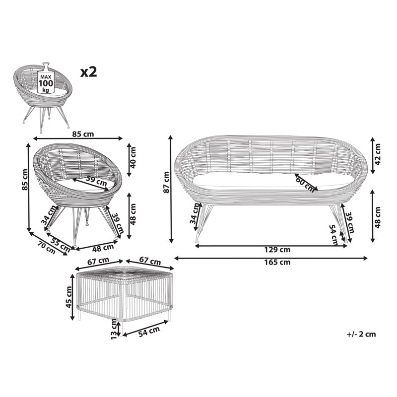 MARATEA/CESENATICO 4 - Person Garden Lounge Set with Cushions