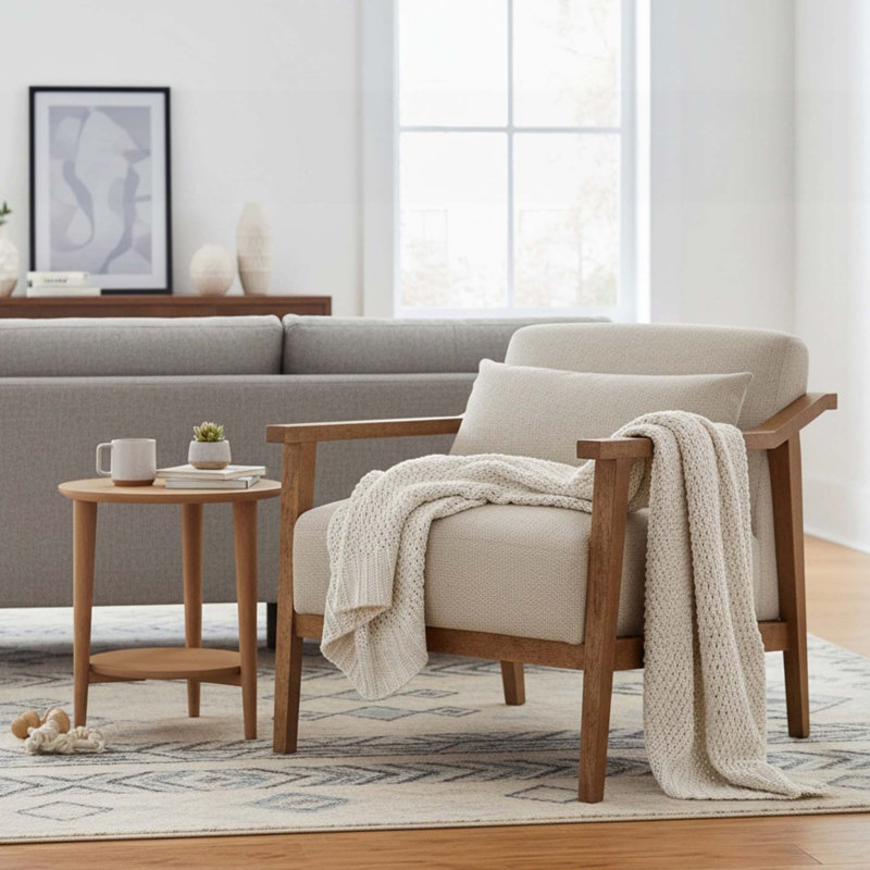 Fauteuil d'appoint avec coussin lombaire Reagan, Off White