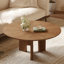 Table basse 31,5 "ronde en placage de bois de frêne rustique pour petit salon