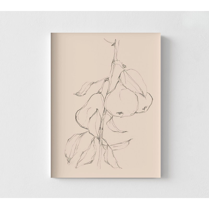 Poire, art mural buffet vegan, Brun, H 32 po x l 24 po, Reproduction encadrée sans passe-partout
