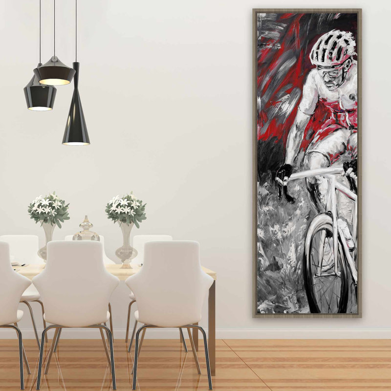 «Professional cyclist», art sur toile encadré blanc, H 61,25 po x l 21,25 po