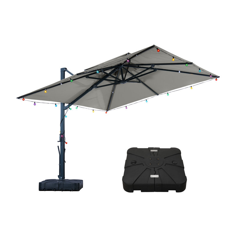 draped patio umbrella 10x10ft Umbrella, Deluxe Square Garden Umbrella, Beige Drape Patio Umbrella features an eco Arlmont & Co. 10X10ft Cantilever