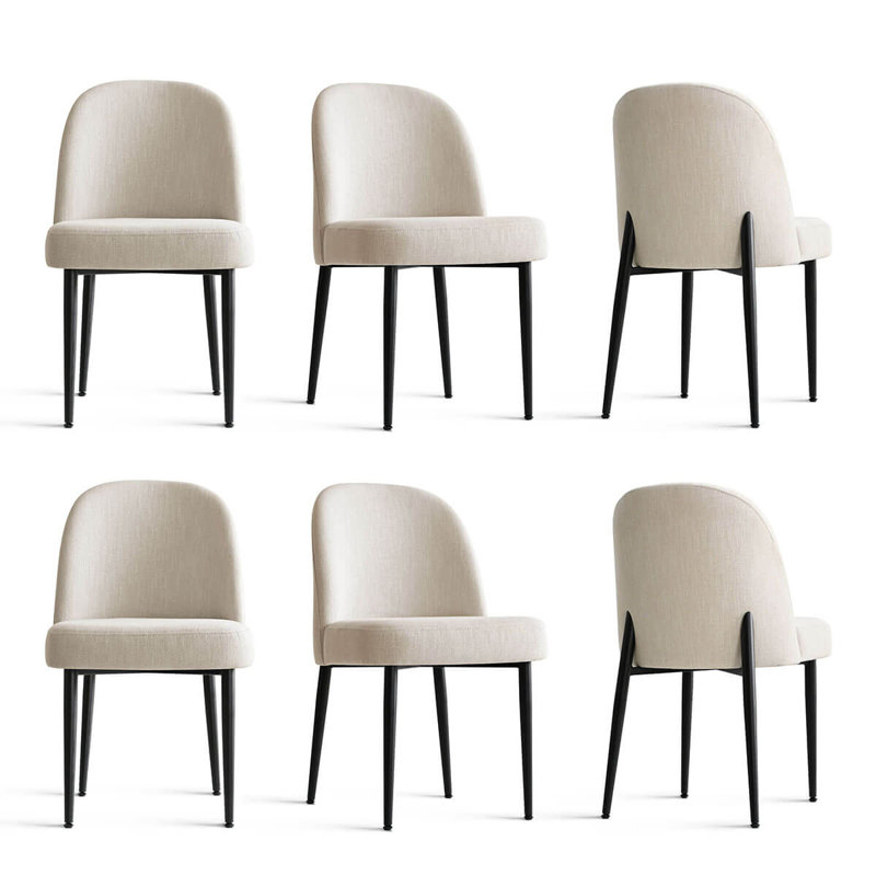 Chaise parsons en lin rembourrée avec pieds en métal, Beige