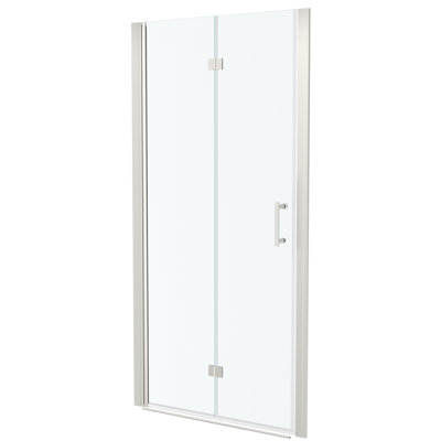 Brushed Nickel Fold Shower Door With 36"W X 72"H Tempered Glass - Water-Repellent, Space Saving, Adjustable Feature Water-, Utilizing, Function