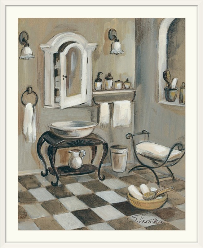 «French Bathroom Bath IV» par Silvia Vassileva, reproduction, H 30 po x l 24 po x P 1,5 po, Toile