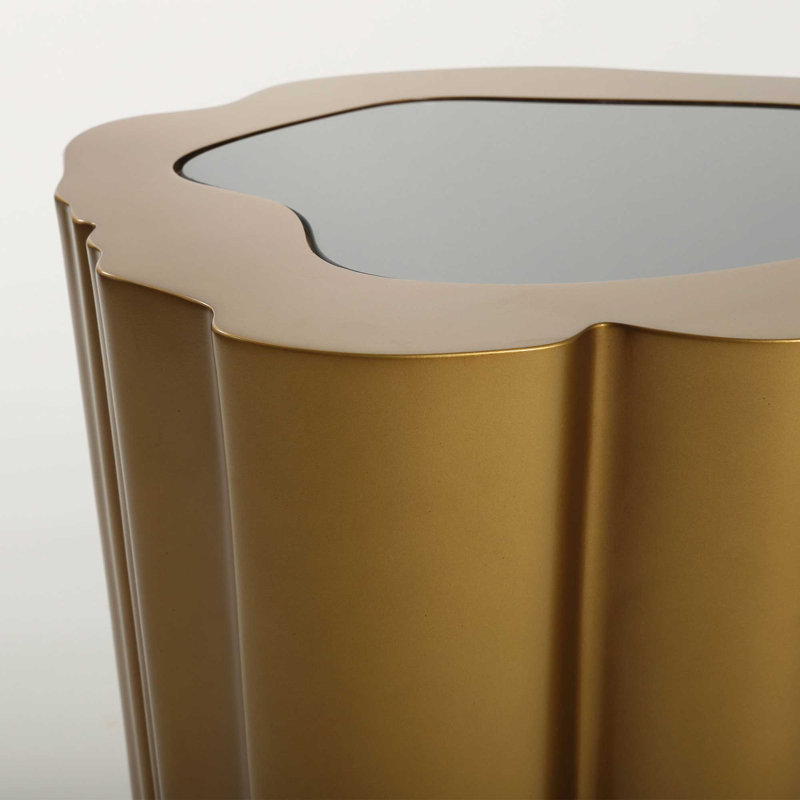 Amorphous Side Table W/Glass Top, Bronze