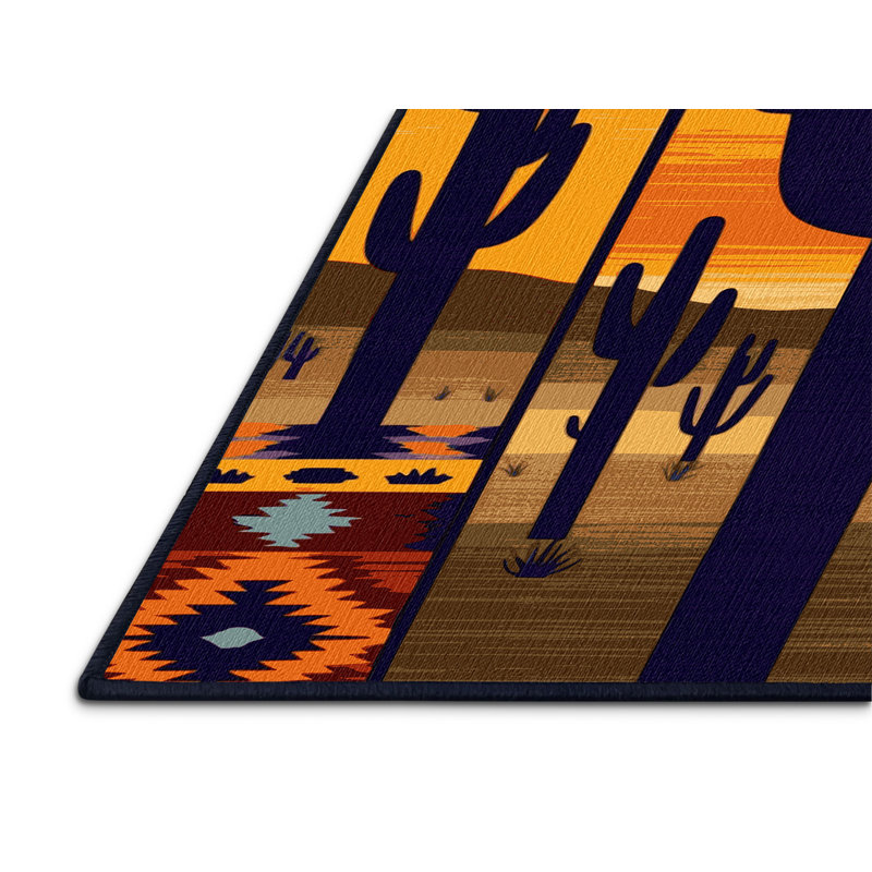  Tapis lavable Sunset Over Saguaro Southwestern, Carré 6 pi
