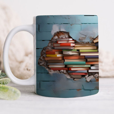 Tasse avec lettrage et tasse à livres