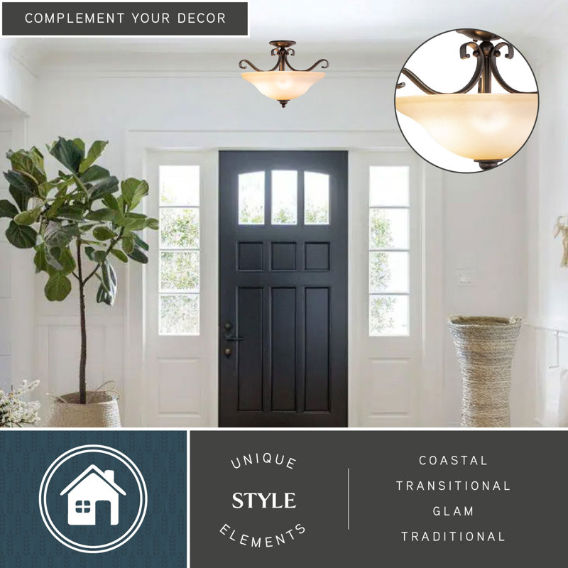 Macalla Glass Semi Flush Mount, Royal Bronze