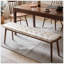 (Blanc cassé) Banc de table en bois de chêne naturel pour salle à manger avec coussin en cuir
