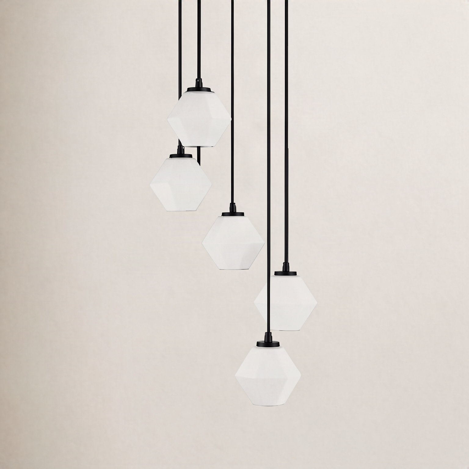 Marseille 5-Light Chandelier, Matte Black, Frosted