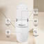 Toilette intelligente à siège chauffant, toilette monobloc, toilette à réservoir automatique sans bidet, avec chasse d'eau à capteur de pied, veilleuse blanche, commande à bouton, chasse d'eau en cas de panne de courant, couvercle à fermeture en do