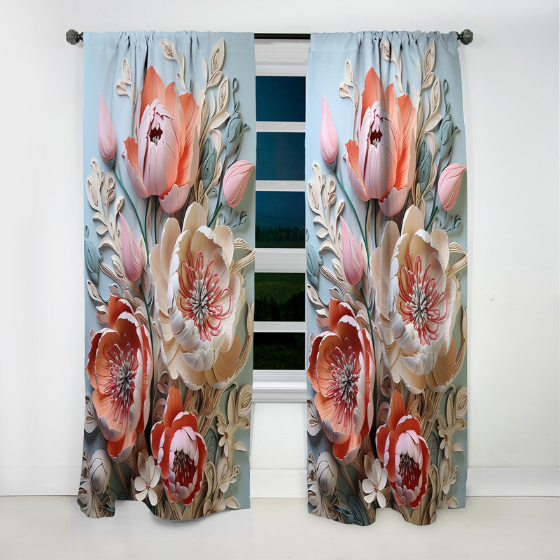 Gotland - Rideau tulipes - Rideau occultant à motif floral - 1 panneau, L 52 po x L 95 po