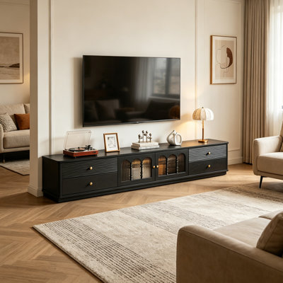 Console de télévision rétro en bois avec beaucoup de rangement