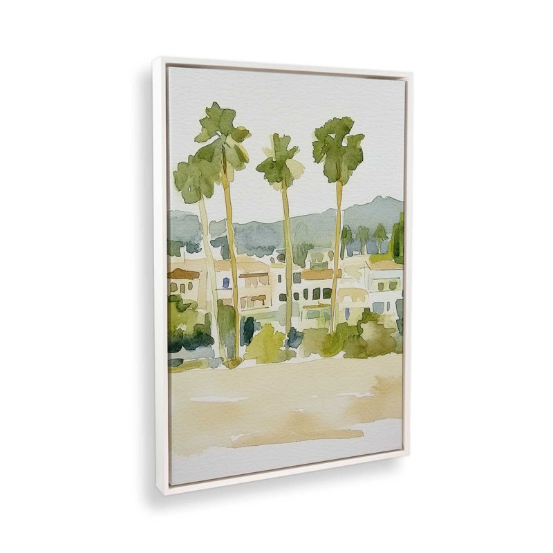 Palmiers et maisons du désert I, impression, H 36,75 po x l 24,75 po, Blanc opaque