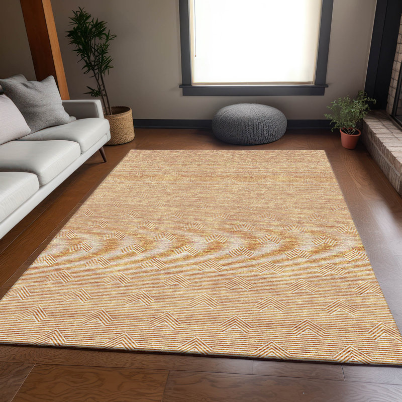 Premium Machine Washable Prisco Orange Rug, Rectangle 3' x 5'