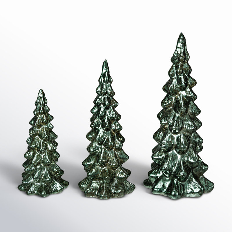 Mercury Glass LED Tree Set
